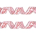Cinta de satin impresa con bastones de navidad de 6.3cm de ancho para decoracion - 2m Cinta Bastón Caramelo Blanca