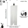 Decorazione sospesa con fantasma a frange di Halloween, scheletro bianco in seta di pioggia - Faccia da Fantasma Spaventosa / 2 pezzi/confezione / Bianco