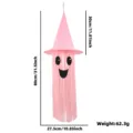 Pink Halloween hanging ghost decoration with witch hat, glowing party atmosphere prop. - Pink Witch Hat Ghost / Light-up / Pink