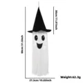 Halloween hanging glowing ghost decoration with witch hat, party spooky atmosphere prop, white tinsel body. - Black Witch Hat Ghost / Light-up / Black