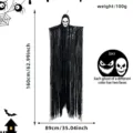 Halloween decorazione fantasma frange nere, teschio 160cm con 2 pezzi per la festa. - Faccia da Fantasma Spaventosa / 2 pezzi/confezione / Nero
