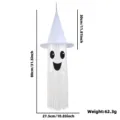 Halloween hanging ghost decoration with witch hat, white tassel party prop and lighting layout. - White Witch Hat Ghost / Light-up / White