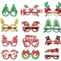 Noel decoratif dessin anime lunettes montures fete accessoires ensemble pour enfants - Style B / Lot de 12