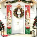 Banner per porta di Natale 3D cartone animato Babbo Natale decorazione festa sospesa casa - Pupazzo di Neve a Scacchi Verdi (HY-SDGBDL-03) / Un paio