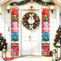Banner per porta di Natale decorazione sospesa festa festiva cartello verticale 30x180cm - Babbo Natale Auguri (HY-SDGBDL-04) / Un paio
