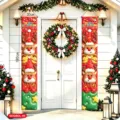 Banner per porta di Natale 30x180cm 3D cartone animato renna decorazione per feste - Babbo Natale e Alce (HY-SDGBDL-05) / Un paio