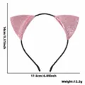Serre-tête oreilles de chat pailletées rose fête costume cosplay accessoire cheveux - Taille unique / Rose