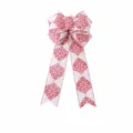 Variante ornamento nastro fiocco stampato bianco e rosso con dimensioni 42.6x22.7cm - Fiocco Floreale Bianco