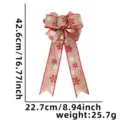 Ciondolo fiocco di Natale in lino sintetico kaki con motivo fiocco di neve rosso e bianco festa. - Fiocco Fiocco di Neve