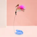 Juguete teaser para collar de gato azul con plumas coloridas y campana para mascotas. - Azul