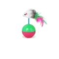 Interactive tumbler cat toy with plush mouse and colorful feathers for pet entertainment. - Roly-Poly Mouse