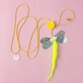 Hanging door cat teasing toy, elastic rope interactive kitten self-amusing toy with dragonfly. - Sequin Dragonfly