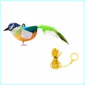 Interactive plush bird toy with elastic rope, realistic sound design for cat and dog pets. - Silver-eared Mesia