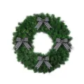 Christmas pine wreath with black and white plaid bows for holiday tree home decoration - Black and White Plaid Bowknot