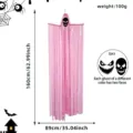Decorazione sospesa fantasma con frange rosa di Halloween con viso teschio 160x89cm 2pz - Faccia da Fantasma Spaventosa / 2 pezzi/confezione / Rosa