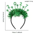 2027 grüne Lametta Stern Haarreif für Neujahr Party, festlicher Kostüm Haarschmuck. - 2027 Grüner Tinsel-Haarreif mit Sternen