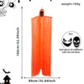 Halloween arancione frangia fantasma appendere decorazione oggetti di scena spettrale - Faccia da Fantasma Spaventosa / 2 Pezzi/Confezione / Arancione