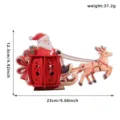Christmas Santa Claus Reindeer Wooden Light Up Figurine DIY Desktop Holiday Decoration Gift - Elk Sleigh (Without Light)