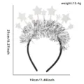 Silberner Stern Lametta Haarreif für Neujahrsfeier Party Kostüm Kopfschmuck 21x19cm 15.4g. - Silber Stern Lametta Haarreif