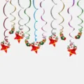Decorazioni natalizie a spirale sospese con simpatici ciondoli di Babbo Natale e stelle. - Stile Stella Calza Babbo Natale Spirale Singola / Articolo Z-17
