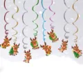 Decorazioni a spirale sospese di Natale con simpatico design di renna in stile cartone animato. - Stile Renna Spirale Singola / Articolo Z-23