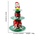 Christmas 3-tier paper cupcake stand Santa Claus dessert table display party decor 43cm - Green Santa Claus Style (HY-SDDGT-01)