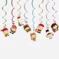 Décoration spirale suspendue de Noël papier dessin animé Père Noël renne pendentif fête - Article Z-24