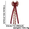Large Christmas tree top bow red black plaid burlap ribbon holiday hanging decoration - Large Bowknot