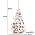 Große hölzerne Weihnachtsbaum Hängeornament mit kariertem Muster, festliche Dekoration. - Grauer Karomuster Weihnachtsbaum / Grau
