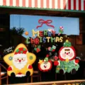 Christmas window stickers static clings cartoon Santa Claus tree glass door decor festival - Style HY-106