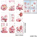 Pink Christmas window stickers static clings, cute Santa Claus and snowman glass decals for holiday decor. - Style HYC-102