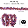 Halloween tinsel garland black orange purple feather boa with pumpkin sequins 2m length - Mixed Black Orange Purple