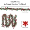 2M Christmas tinsel garland with red, silver and green snowflakes, perfect for holiday party decor. - 2 Meter Pack / Red Silver Green Snowflake Tinsel