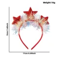 Red star tinsel headband for Christmas party, sparkling hair hoop with shimmering sequins. - One Size / Red