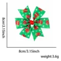 Niños Navidad Lazo Horquilla Cinta Verde Patrón Copos De Nieve Accesorios De Pelo Lindo 8cm - Talla única / Guante Rojo Pinza Verde
