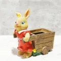 Detailed close-up view of cute rabbit resin flower pot, creative cartoon garden ornament. - Style B Rabbit with Cart