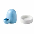 Set abbeveratoio automatico e ciotola rotonda in ceramica per piccoli animali domestici - Abbeveratoio e Mangiatoia / Blu