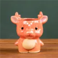 Cute cartoon deer ceramic succulent flower plant pot, lovely desktop decor display piece. - Style E