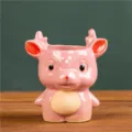 Süßer Keramik Hirsch Sukkulenten Blumentopf, rosa Mini Übertopf für Tischdeko und Pflanzen. - Stil D