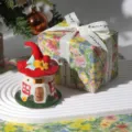 Magic house ceramic night light, cute mushroom table lamp for bedroom desk, ideal gift for girls. - Gift Box Ribbon Style / Red