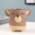 Cute animal ceramic flower pot with cute ears for succulent plants home desktop decor. - Style A