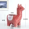 Cute cartoon alpaca ceramic succulent planter pot, creative desktop animal flower pot decor. - Red Alpaca