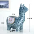 Close-up detail of the blue ceramic alpaca succulent plant pot with cute embossed texture. - Blue Alpaca