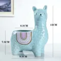 Cute blue ceramic alpaca succulent planter decorative flower pot for desktop home decor - Tilted Head Alpaca Blue
