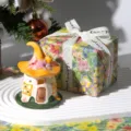 Ceramic magic house night light aesthetic desktop ornament cute birthday gift for girls - Gift Box Ribbon Style / Yellow
