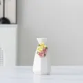 Weißer Keramik-Minivase mit handgefertigter Blumendekoration, modernes Tisch-Blumengefäß - 28E