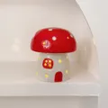 Ceramic mushroom night light cute cartoon bedside lamp for kids girls birthday gift home decor. - Red