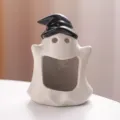 Cute ceramic ghost ashtray with black witch hat home desktop ornament gift - Black Hat Ghost Ashtray