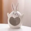 Cendrier lapin fantôme mignon en céramique blanche cœur évidé décoration de bureau. - Cendrier lapin aux oreilles pointues