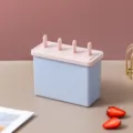 Molde para helados de 4 rejillas con tapa azul rosa DIY fabricante de polos caja - 4 Rejillas / Rosa Púrpura